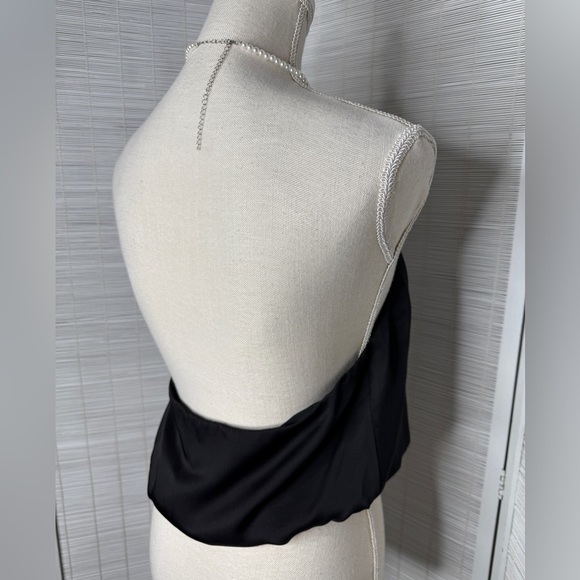 Cami NYC Silk Pearl Strap Halter Top Black Size M New with Tags - Picture 4 of 8
